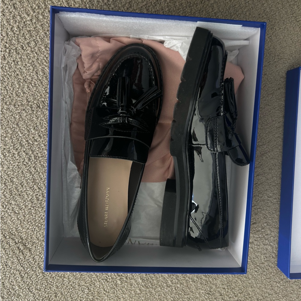 Stuart weitzman patent leather loafers